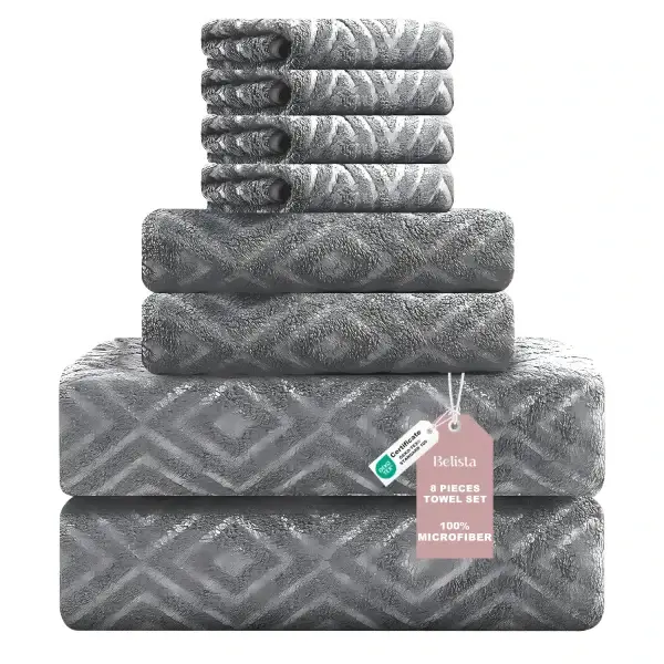 Belista Oversized 8-Piece Towel Set 35"×70": 2 Bath Sheets , 2 Hand Towels , 4 Washcloths