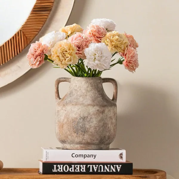 Rustic Farmhouse Pottery Vase with handles
