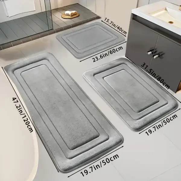 3PCS Absorbent Bath Mats Set