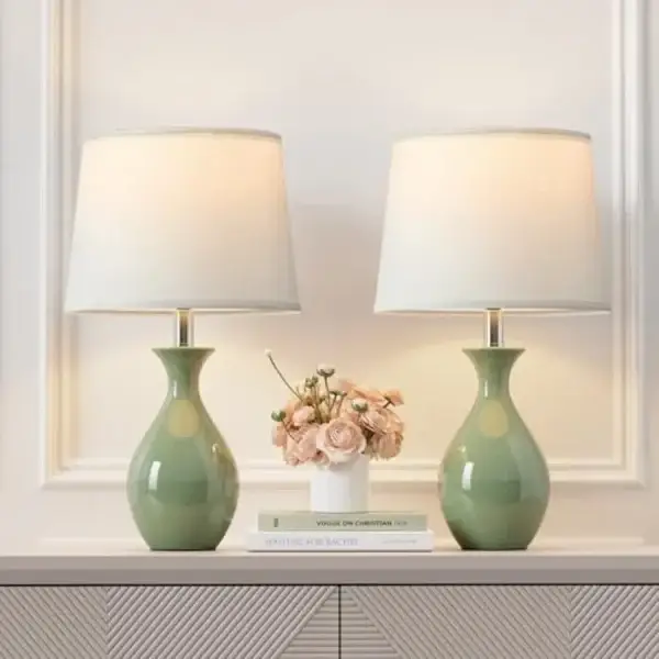 Set of 2 Modern Ceramic Bedside Lamps