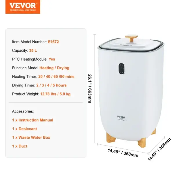 SucceBuy Towel Warmer 20L/25L/35L with Auto Shut Off Child Lock LED Screen