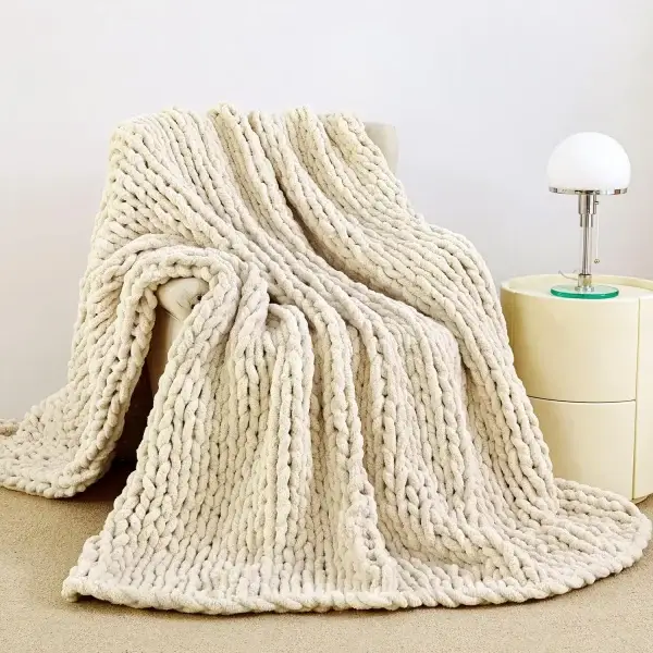 Chunky Chenille Knit Blanket Throw 51"x63"