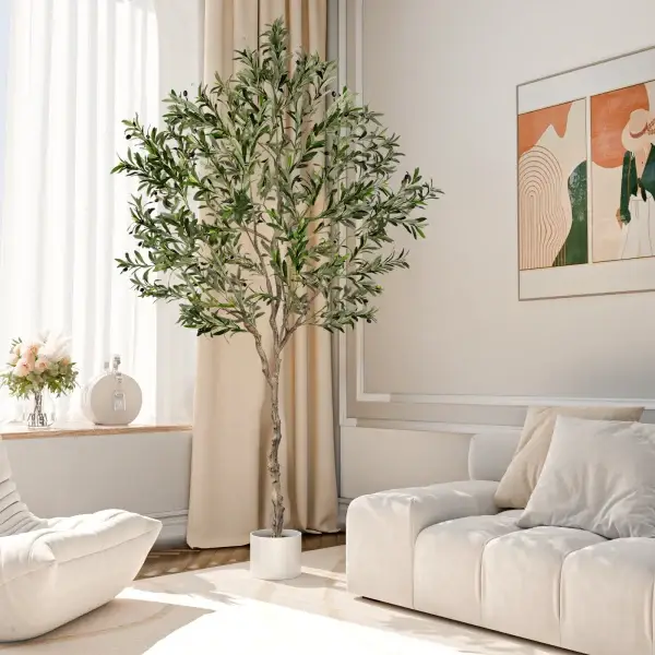 Tall Artificial Olive Tree Potted Faux Silk