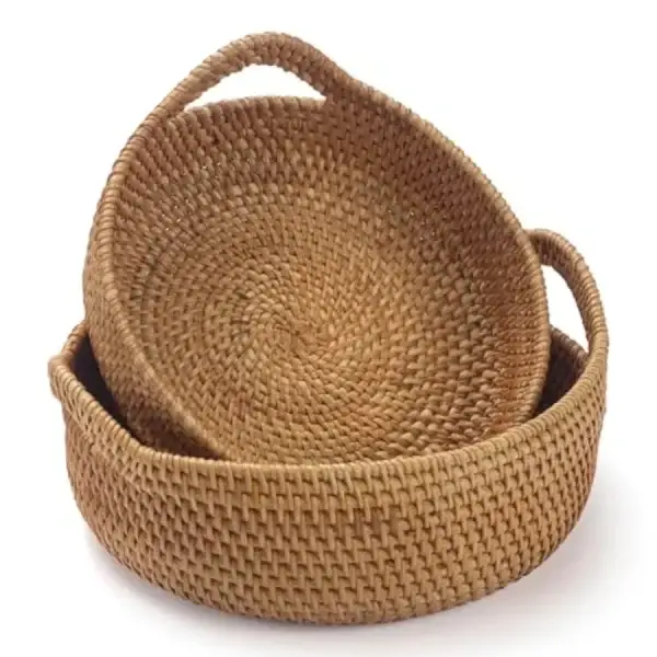 Rattan Decorative Baskets with Handles for Organizing