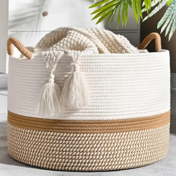 Large Woven Blanket Basket for storage